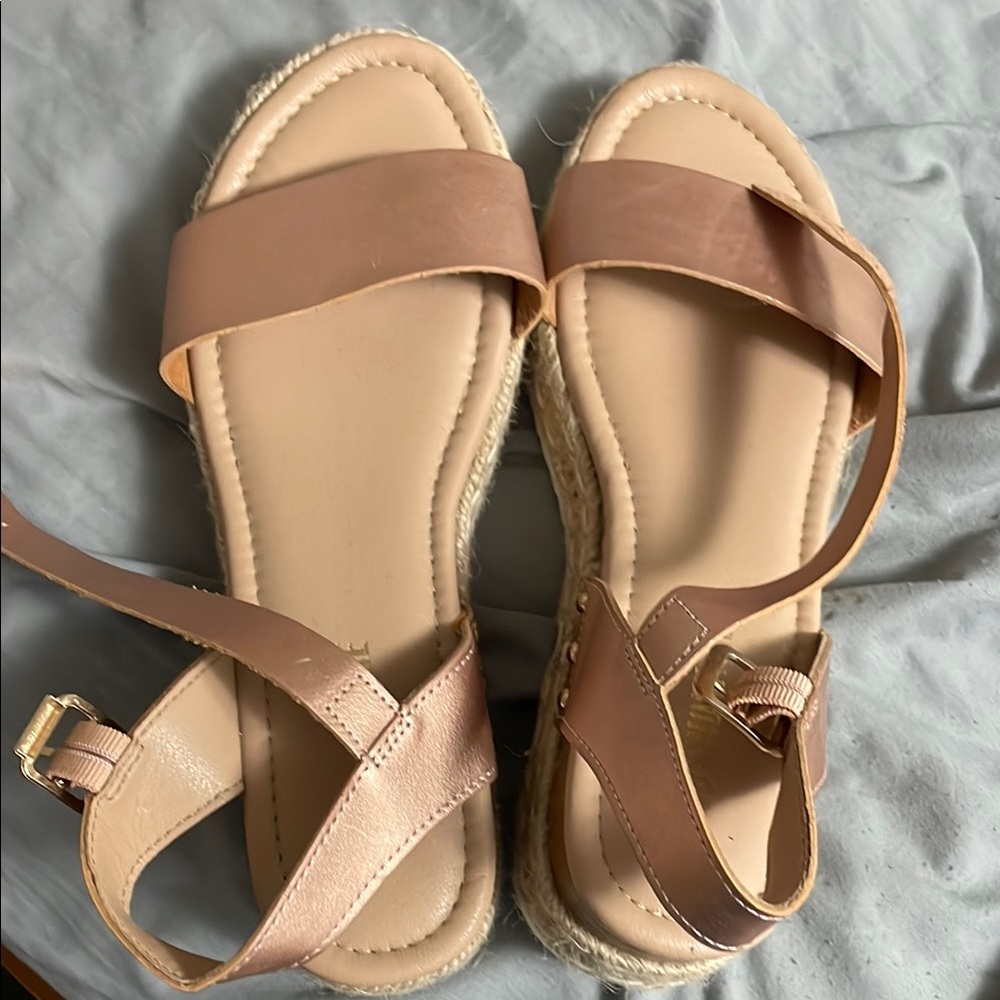 Tan Minimalist Sandals with Adjustable Straps